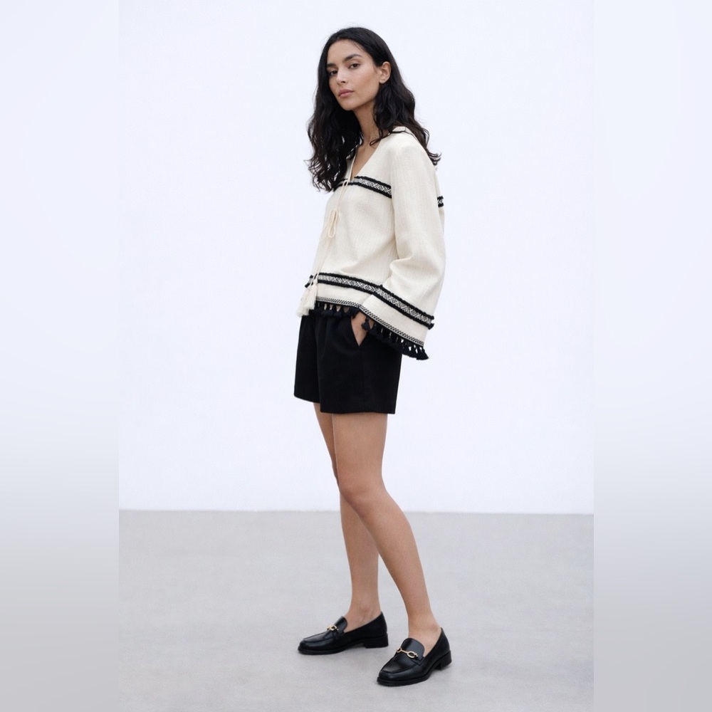 Zara open cardigan/jacket, size S. New without tag. Black and cream.